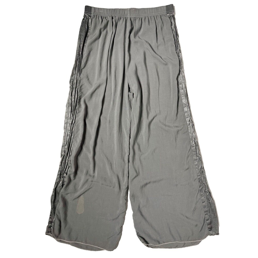 Hard Tail Forever Gray Rayon Wide Leg Pants Elastic High Waist Women Size L (A3)